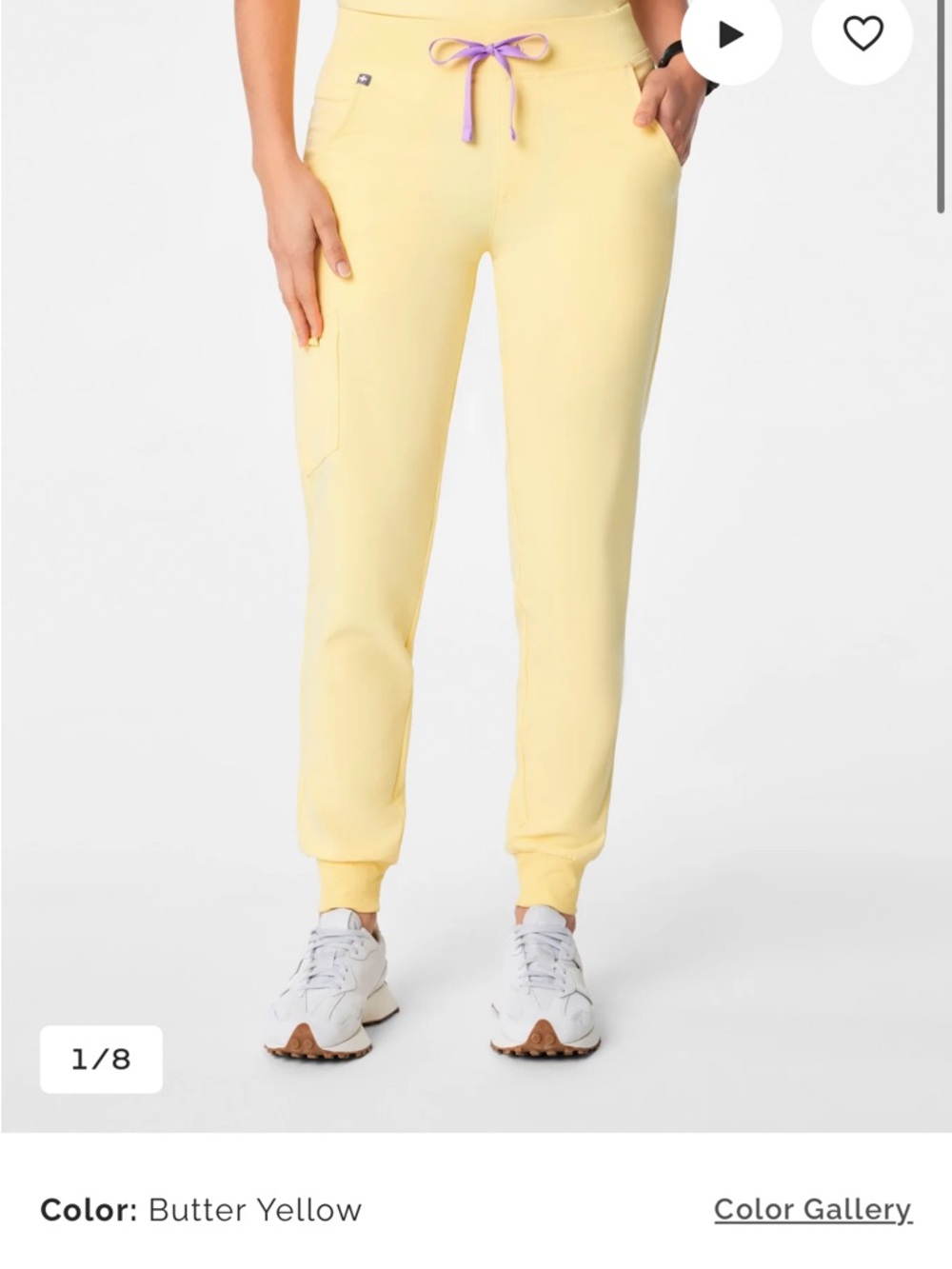 Figs Butter Yellow Track Joggers with Lavender Drawstring